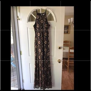 Long Lacey black and beige dress